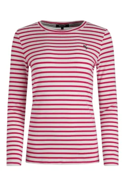 Weird Fish Tunics|Tops & T-Shirts|Sally Striped Long Sleeve T-Shirt Dark Raspberry
