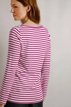 Weird Fish Tunics|Tops & T-Shirts|Sally Striped Long Sleeve T-Shirt Dark Raspberry