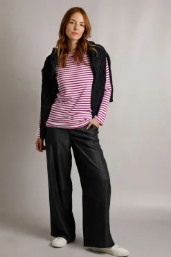 Weird Fish Tunics|Tops & T-Shirts|Sally Striped Long Sleeve T-Shirt Dark Raspberry