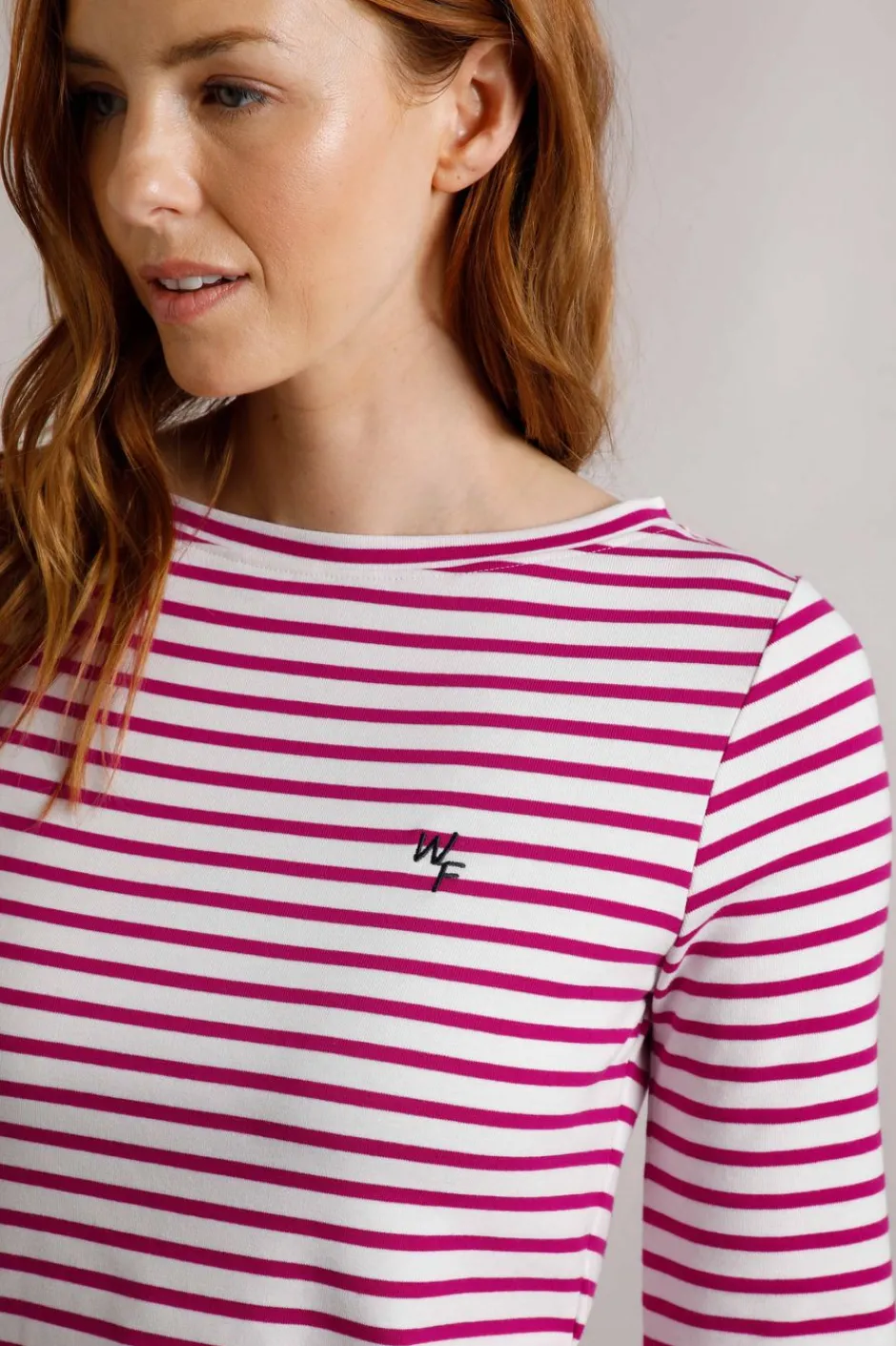 Weird Fish Tunics|Tops & T-Shirts|Sally Striped Long Sleeve T-Shirt Dark Raspberry