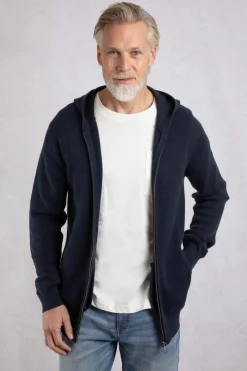 Weird Fish Sweatshirts & Hoodies|Samuel Knitted Full Zip Hooded Jumper Navy
