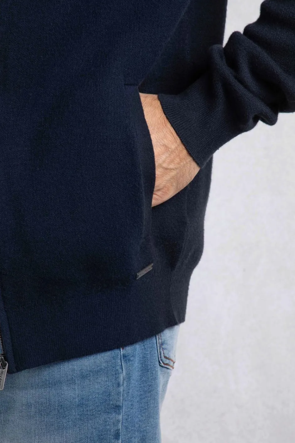 Weird Fish Sweatshirts & Hoodies|Samuel Knitted Full Zip Hooded Jumper Navy