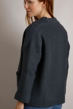 Weird Fish Sweatshirts & Hoodies|Santosh Cropped Eco Macaroni Kimono Cardigan Navy