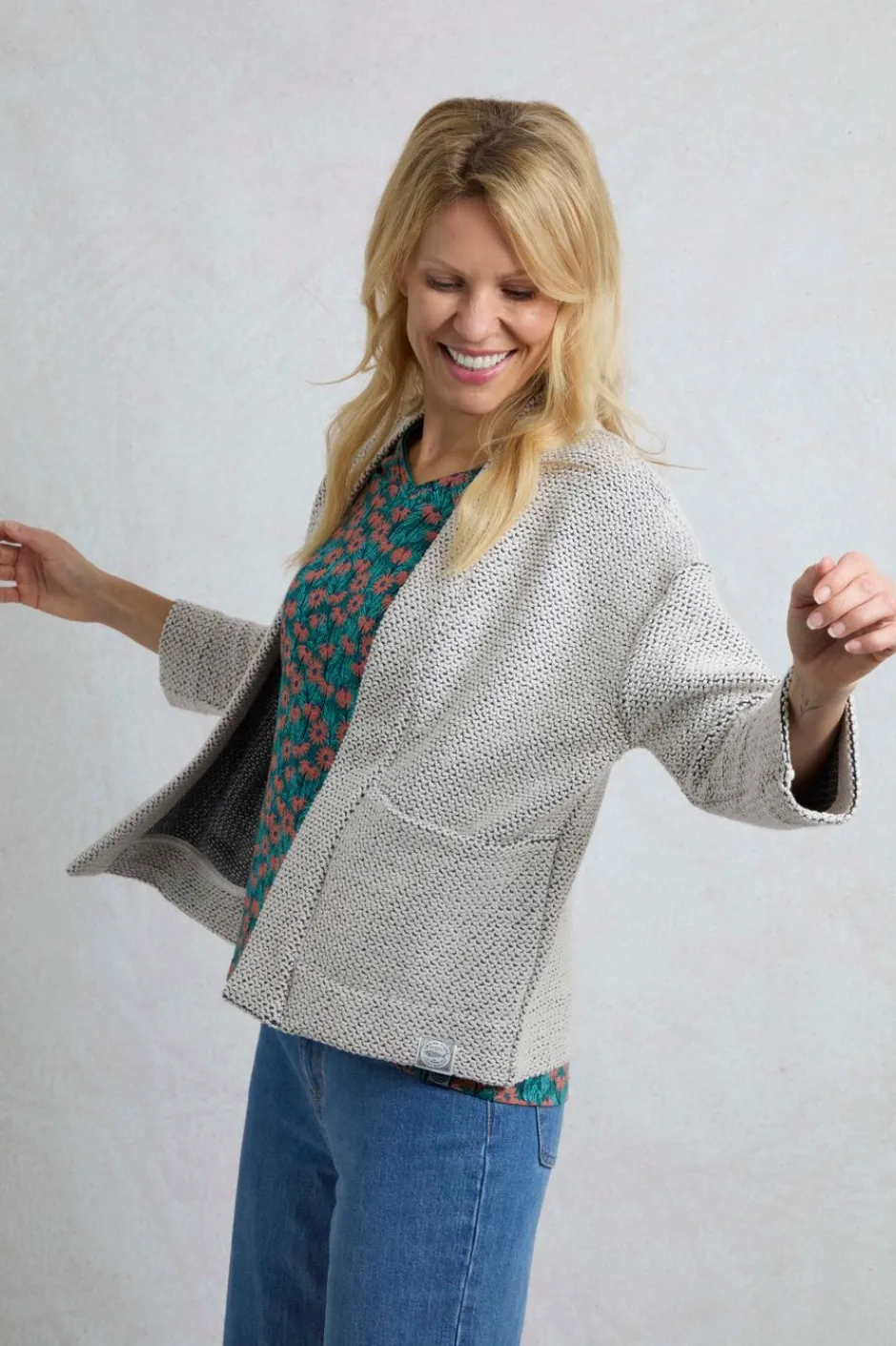 Weird Fish Sweatshirts & Hoodies|Santosh Cropped Eco Macaroni Kimono Cardigan Ecru