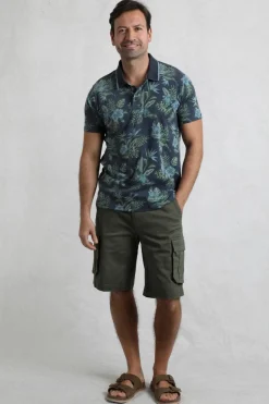 Weird Fish Polo & Rugby Shirts|Sarat Organic Cotton Printed Polo Navy