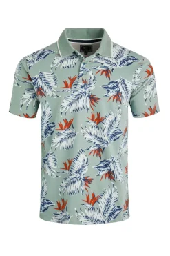 Weird Fish Polo & Rugby Shirts|Sarat Organic Cotton Printed Polo Mineral Blue