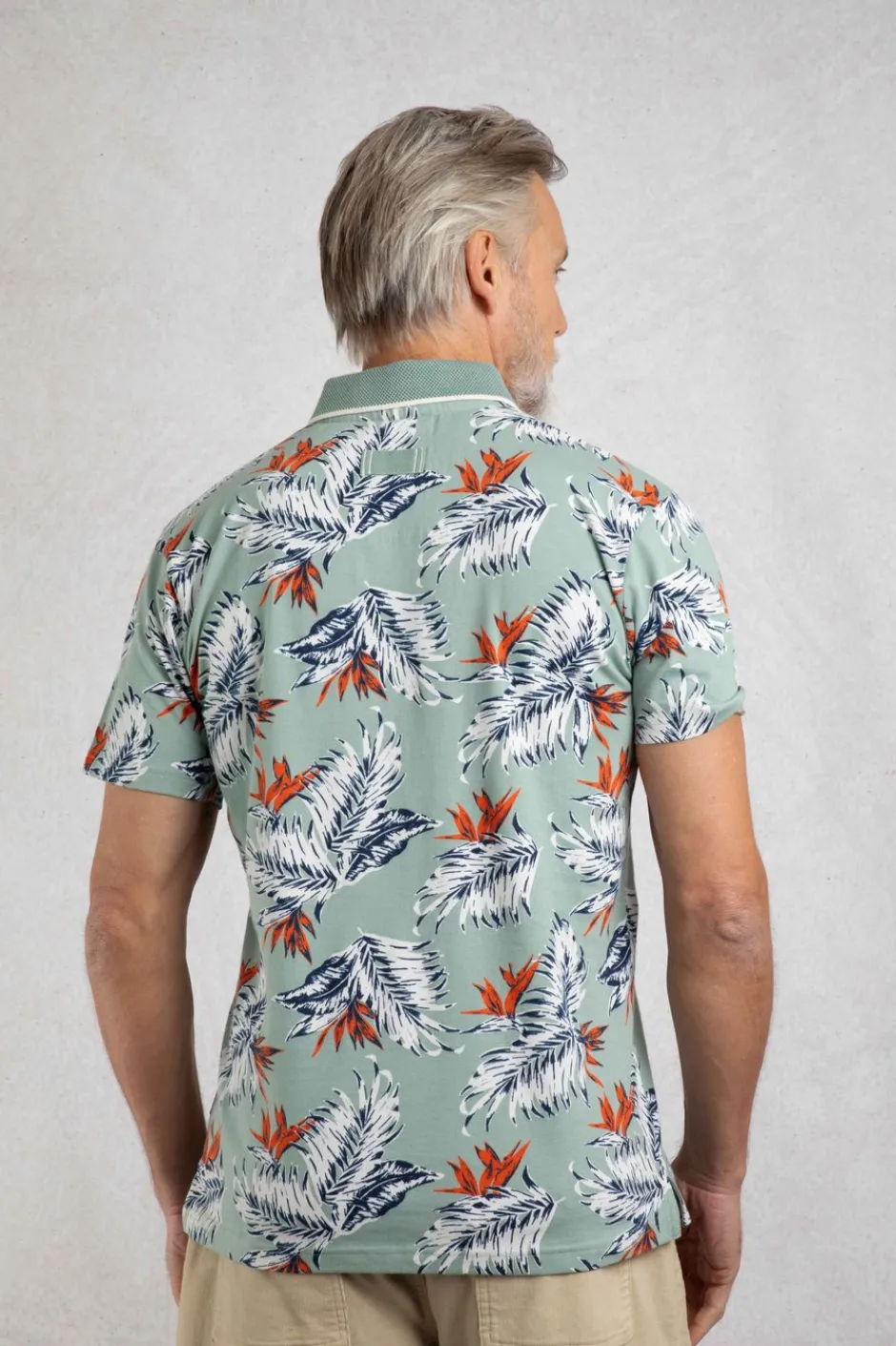 Weird Fish Polo & Rugby Shirts|Sarat Organic Cotton Printed Polo Mineral Blue