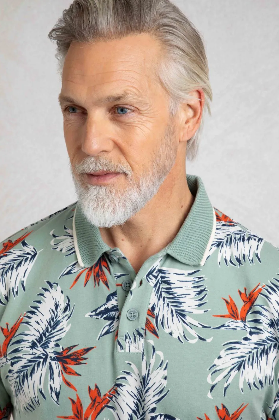 Weird Fish Polo & Rugby Shirts|Sarat Organic Cotton Printed Polo Mineral Blue