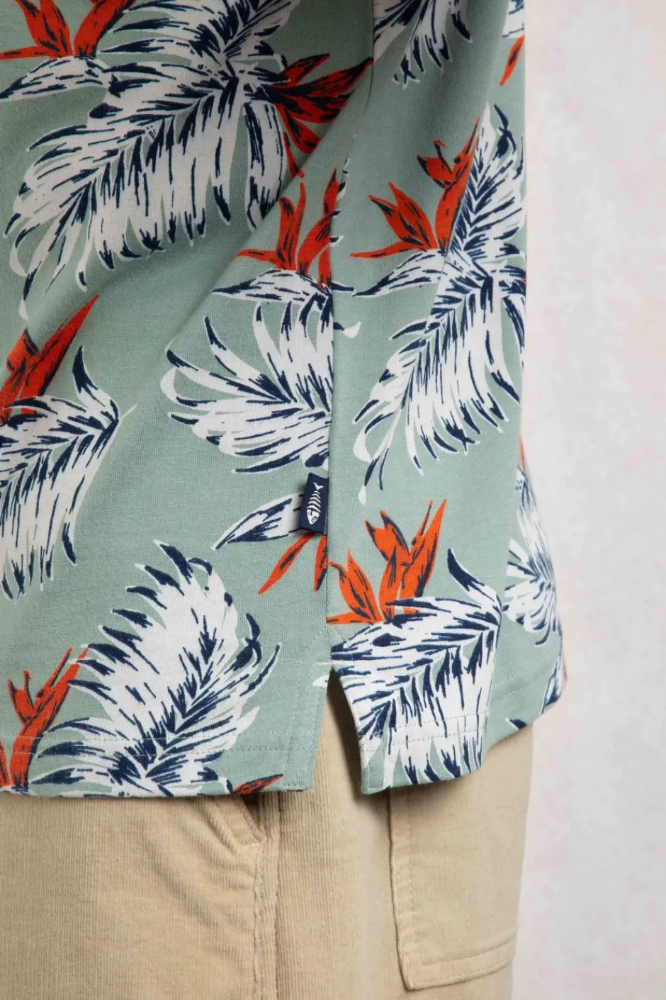 Weird Fish Polo & Rugby Shirts|Sarat Organic Cotton Printed Polo Mineral Blue