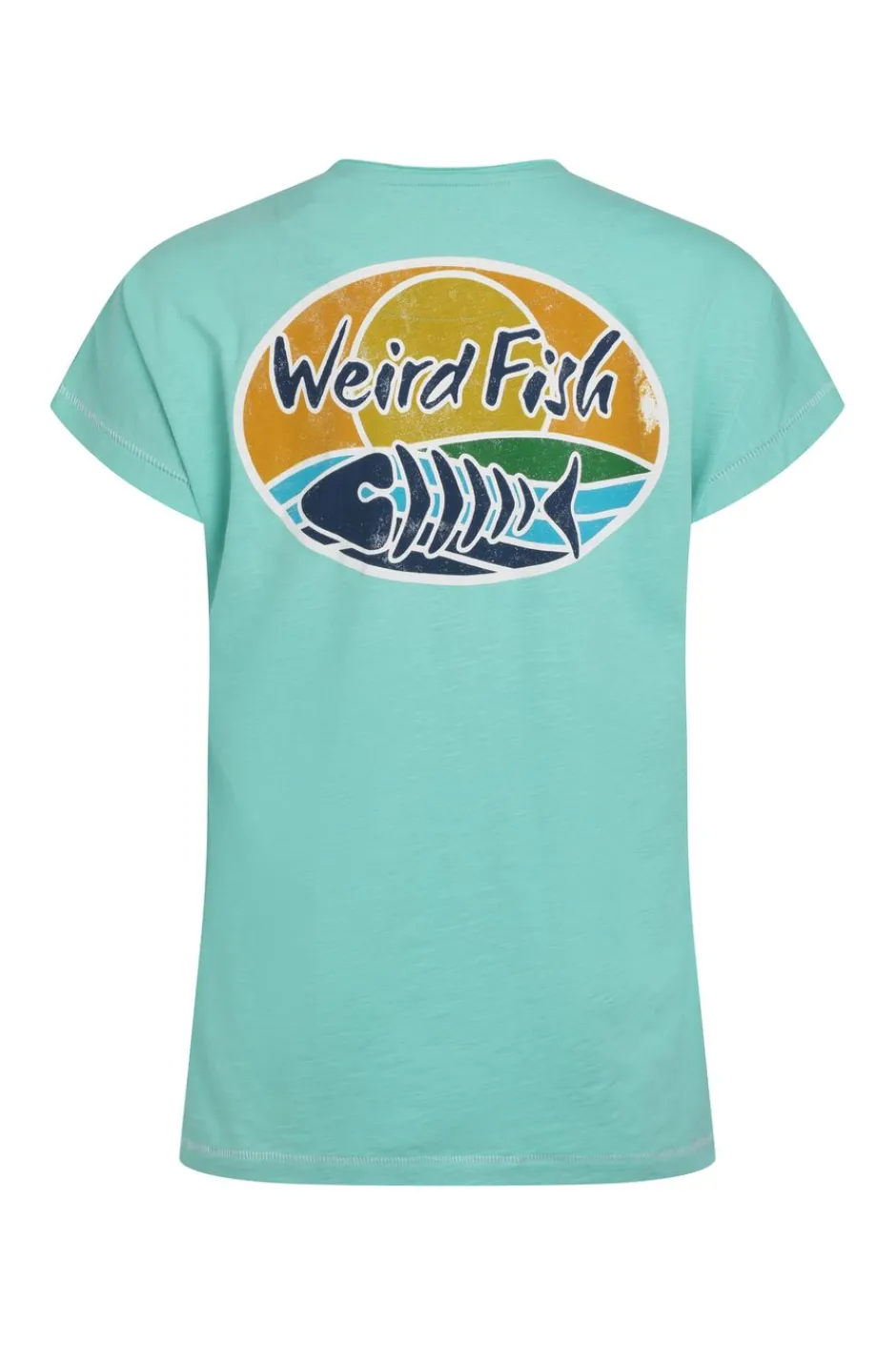 Weird Fish Tunics|Tops & T-Shirts|Seashore Organic Cotton Back Print Graphic T-Shirt Aqua blue