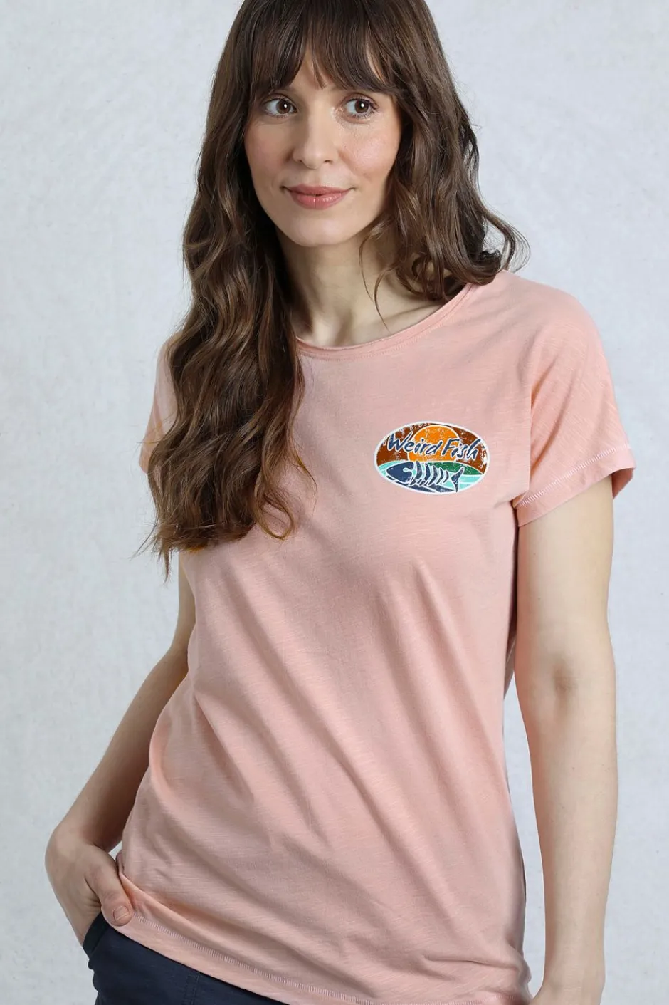 Weird Fish Tunics|Tops & T-Shirts|Seashore Organic Cotton Back Print Graphic T-Shirt Dusty Rose