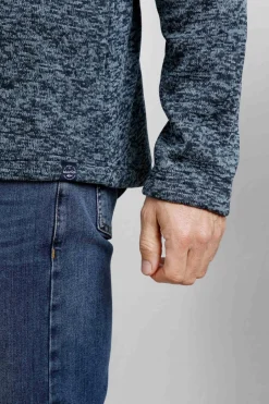 Weird Fish Fleece|Seataller Recycled 1/4 Button Fleece Navy