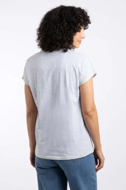 Weird Fish Tunics|Tops & T-Shirts|Seedheads Front Print Organic Cotton T-Shirt Pearl Grey Marl