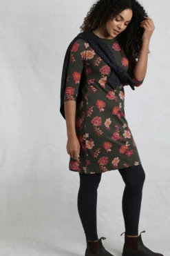 Weird Fish Dresses|Shafika Printed Jersey Dress Olive