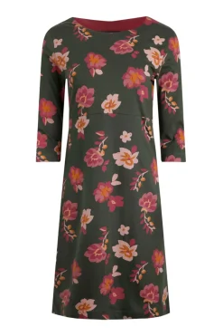 Weird Fish Dresses|Shafika Printed Jersey Dress Olive