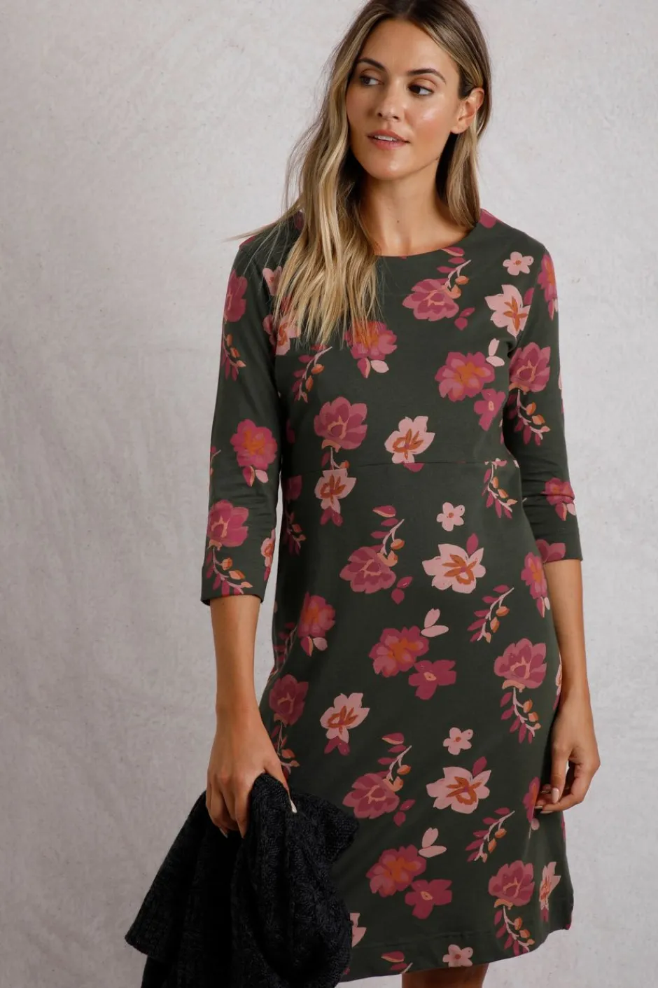 Weird Fish Dresses|Shafika Printed Jersey Dress Olive