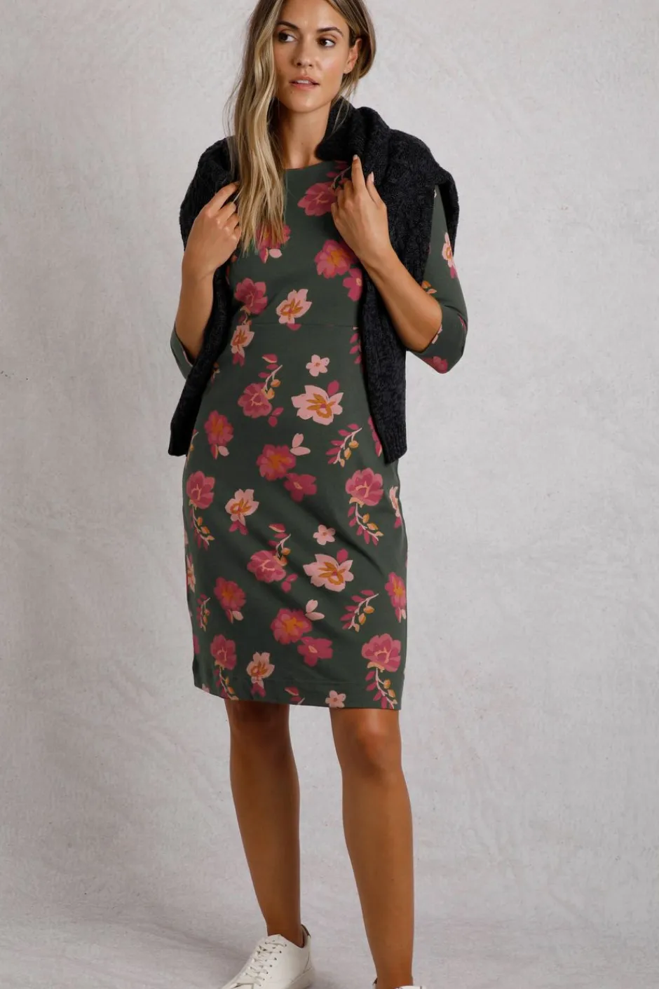 Weird Fish Dresses|Shafika Printed Jersey Dress Olive