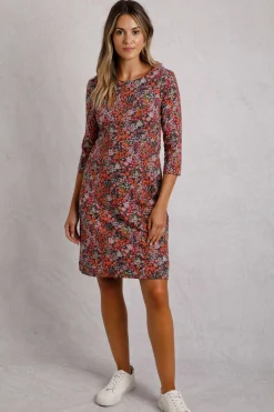 Weird Fish Dresses|Shafika Printed Jersey Dress Apricot
