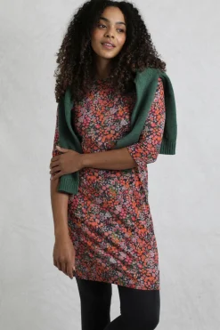 Weird Fish Dresses|Shafika Printed Jersey Dress Apricot