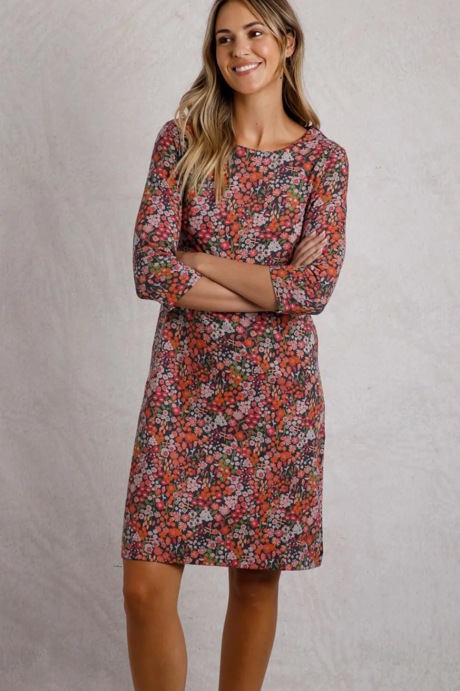 Weird Fish Dresses|Shafika Printed Jersey Dress Apricot