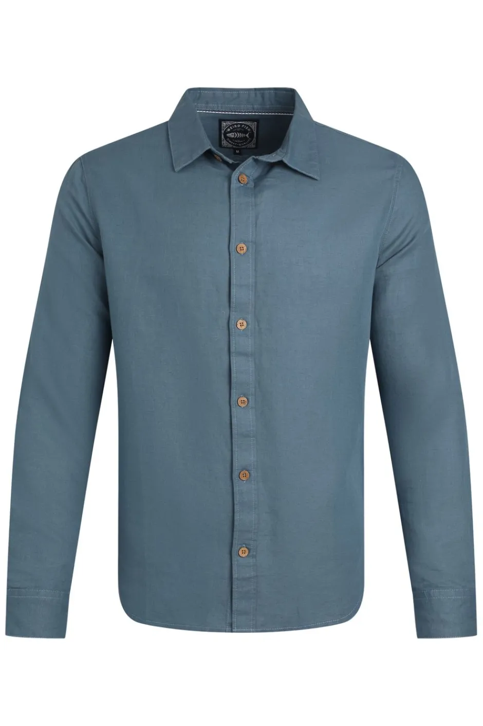 Weird Fish Shirts|Linen|Shaun Linen Rich Long Sleeve Shirt Pale Denim