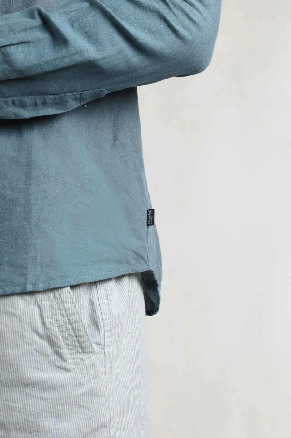 Weird Fish Shirts|Linen|Shaun Linen Rich Long Sleeve Shirt Pale Denim