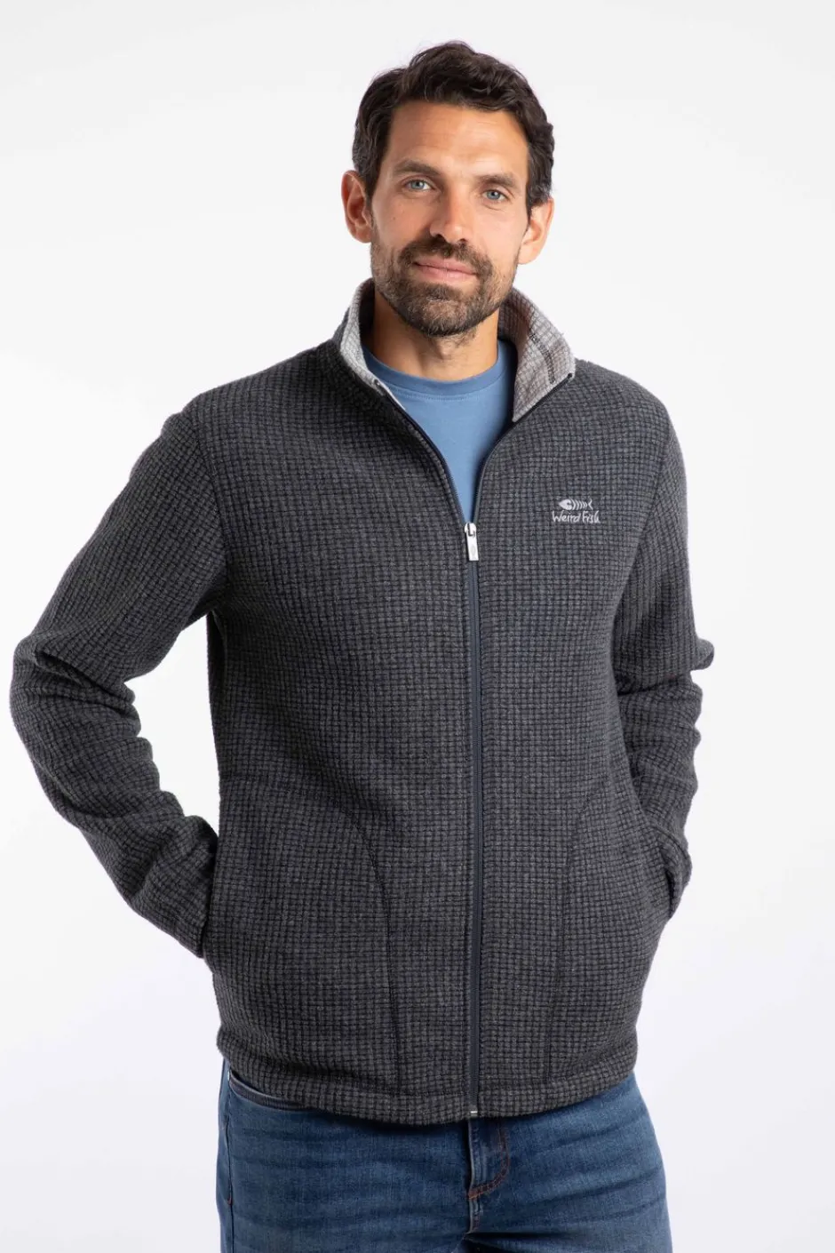 Weird Fish Fleece|Shires Eco Full Zip Grid Fleece Washed Black