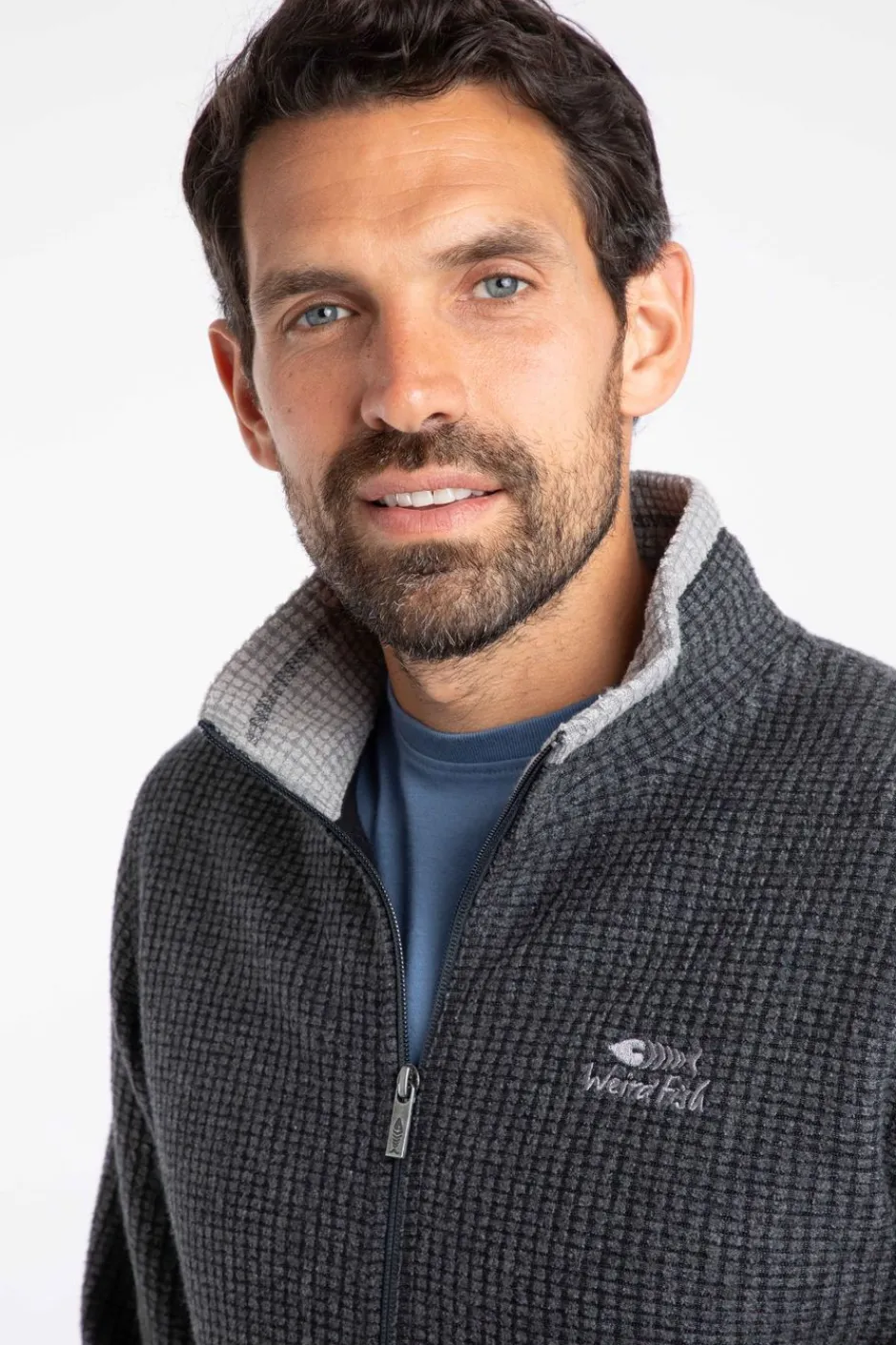 Weird Fish Fleece|Shires Eco Full Zip Grid Fleece Washed Black