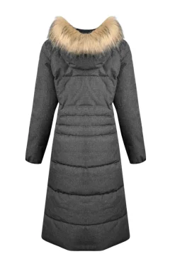 Weird Fish Coats, Jackets And Gilets|Shola Houndstooth Padded Longline Coat Anthracite