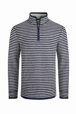 Weird Fish Sweatshirts & Hoodies|Shorling 1/4 Zip Stripe Eco Macaroni Ecru