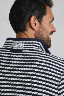 Weird Fish Sweatshirts & Hoodies|Shorling 1/4 Zip Stripe Eco Macaroni Ecru