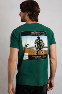 Weird Fish T-Shirts|Shrimp Floyd Back Print Artist T-Shirt Forest Green