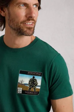 Weird Fish T-Shirts|Shrimp Floyd Back Print Artist T-Shirt Forest Green