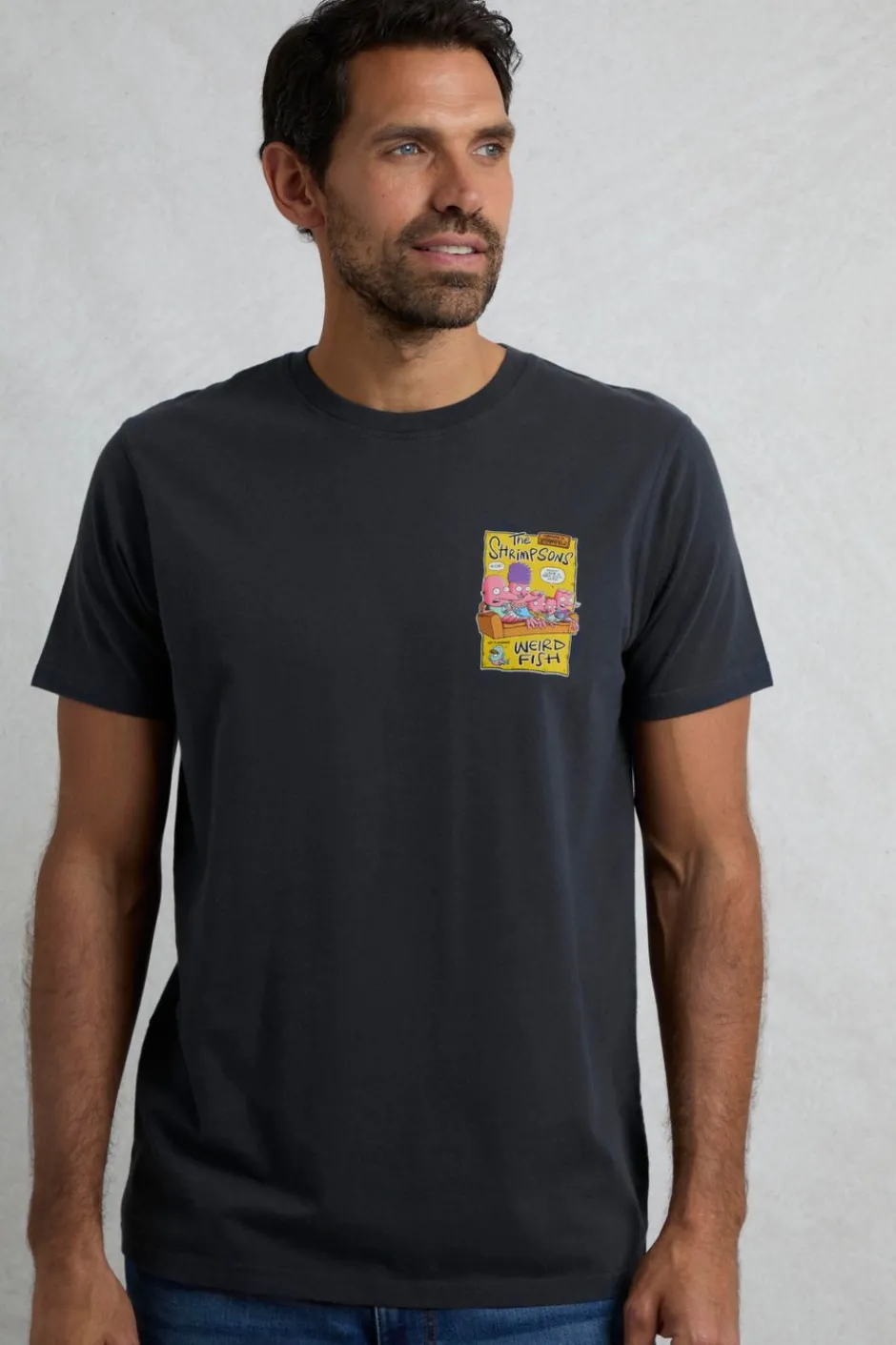 Weird Fish T-Shirts|Shrimpsons Back Print Artist T-Shirt Navy