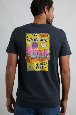 Weird Fish T-Shirts|Shrimpsons Back Print Artist T-Shirt Navy