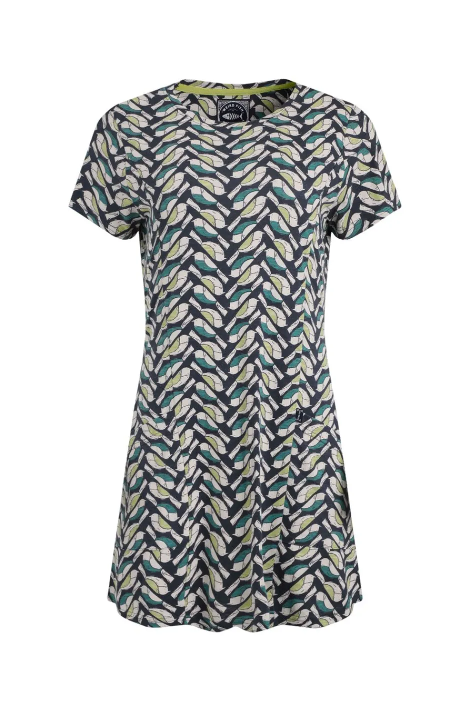 Weird Fish Tunics|Tops & T-Shirts|Sidra Organic Cotton Printed Jersey Slub Tunic Cedar Green