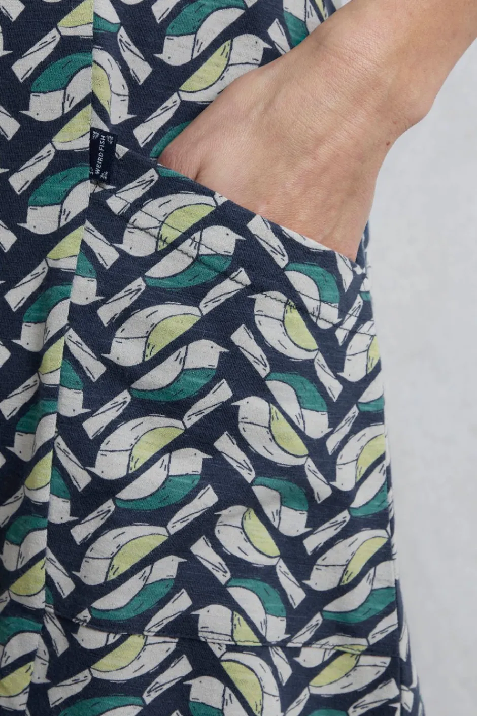 Weird Fish Tunics|Tops & T-Shirts|Sidra Organic Cotton Printed Jersey Slub Tunic Cedar Green