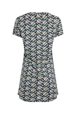 Weird Fish Tunics|Tops & T-Shirts|Sidra Organic Cotton Printed Jersey Slub Tunic Cedar Green