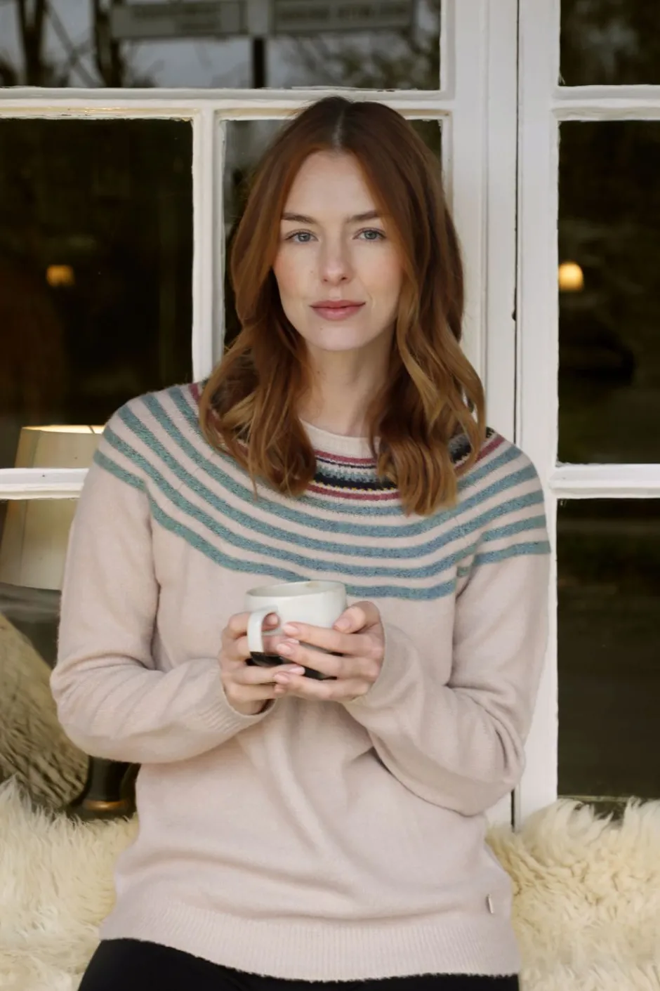 Weird Fish Jumpers & Cardigans|Knitwear|Sinatra Eco Patterned Knit Jumper Ecru