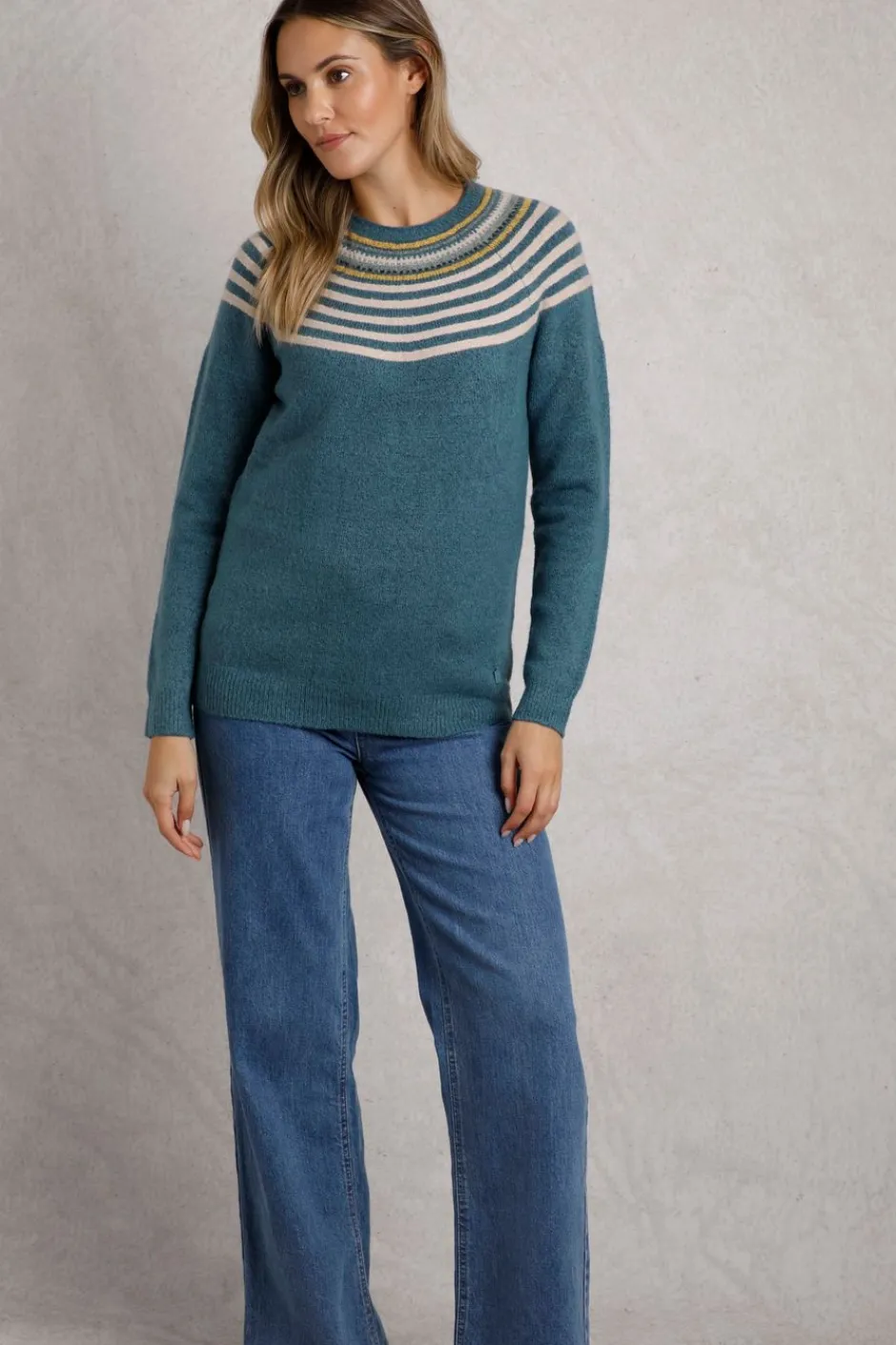 Weird Fish Jumpers & Cardigans|Knitwear|Sinatra Eco Patterned Knit Jumper Uniform Blue