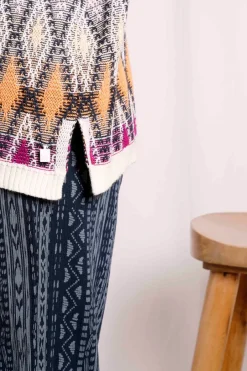 Weird Fish Jumpers & Cardigans|Knitwear|Sintra Patterned Kimono Cream
