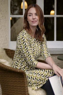 Weird Fish Dresses|Starshine Organic Cotton Jersey Dress Warm Olive