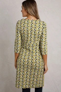 Weird Fish Dresses|Starshine Organic Cotton Jersey Dress Warm Olive