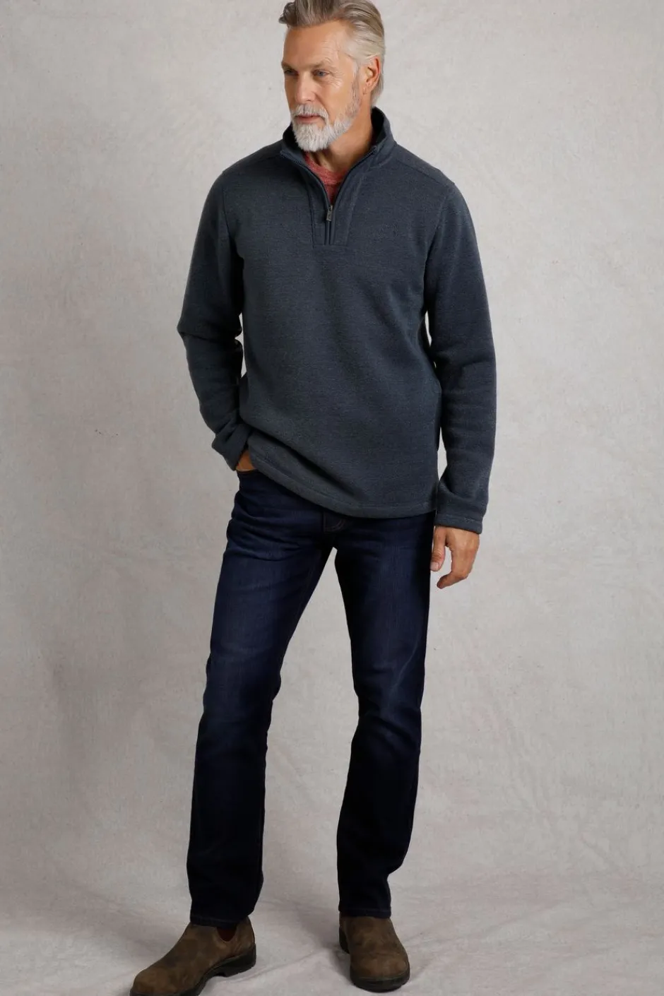 Weird Fish Fleece|Stowe Eco 1/4 Zip Soft Knit Fleece Dusty Blue
