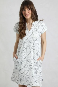 Weird Fish Dresses|Suffolks Organic Cotton Printed Jersey Dress Light Cream
