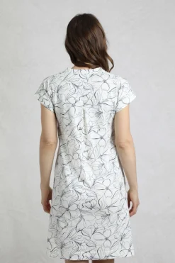 Weird Fish Dresses|Suffolks Organic Cotton Printed Jersey Dress Light Cream