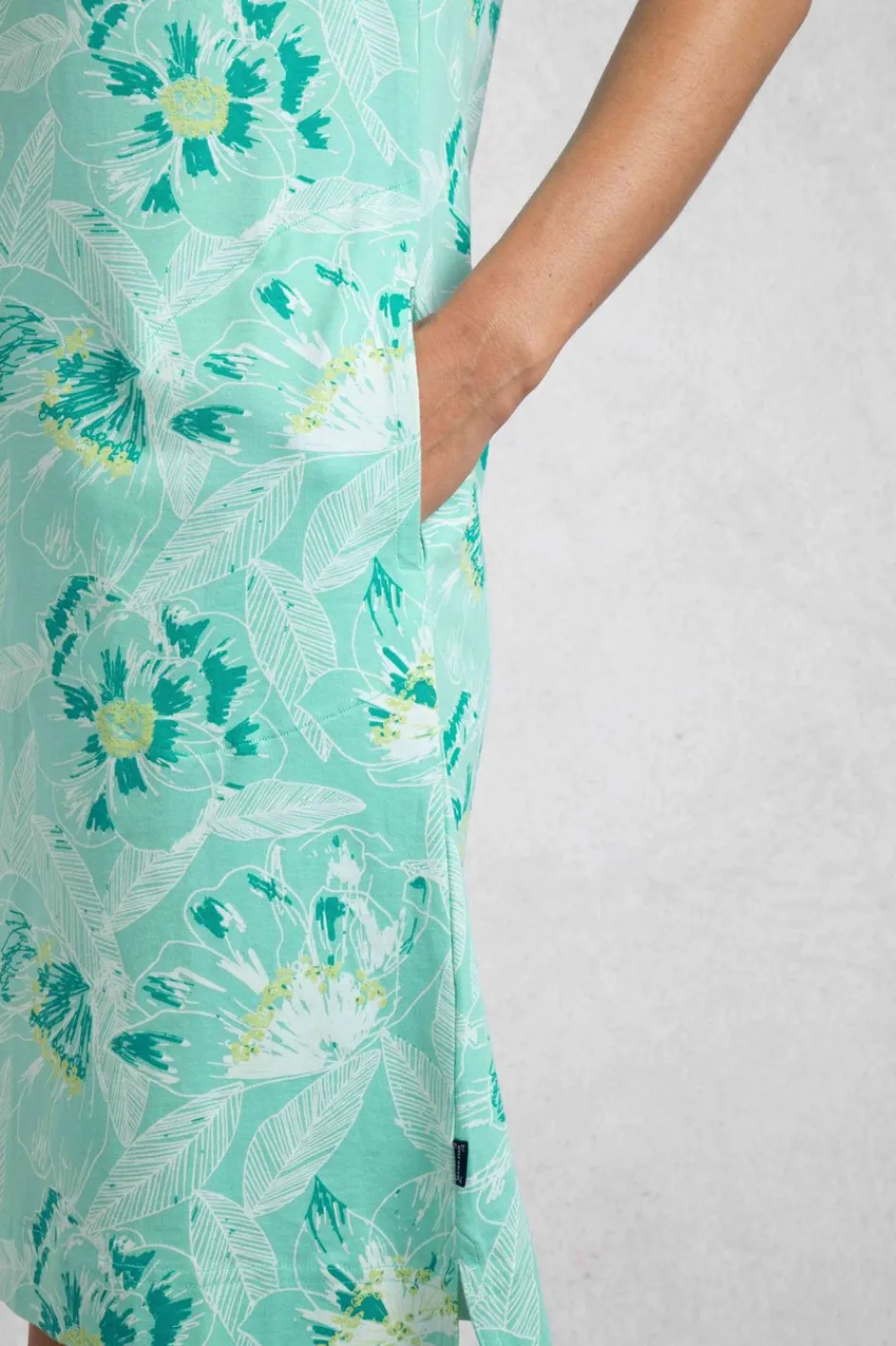 Weird Fish Dresses|Suffolks Organic Cotton Printed Jersey Dress Aqua