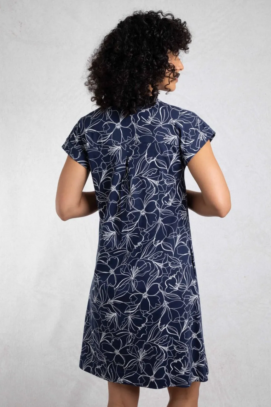 Weird Fish Dresses|Suffolks Organic Cotton Printed Jersey Dress Dark Navy
