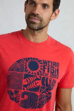 Weird Fish T-Shirts|Summer Sector Front Print Eco Graphic T-Shirt Retro Red