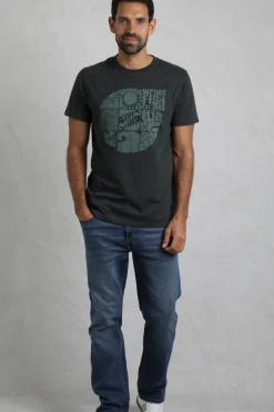 Weird Fish T-Shirts|Summer Sector Front Print Eco Graphic T-Shirt Washed Black